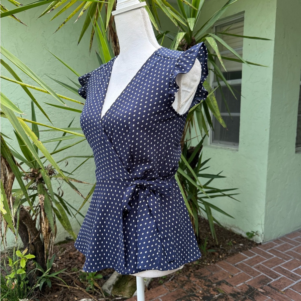 Navy Peplum Top